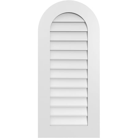 Ekena Millwork Round Top Surface Mount PVC Gable Vent: Non-Functional, w/ 3-1/2"W x 1"P Standard Frame, 18"W x 40"H GVPRT18X4001SN